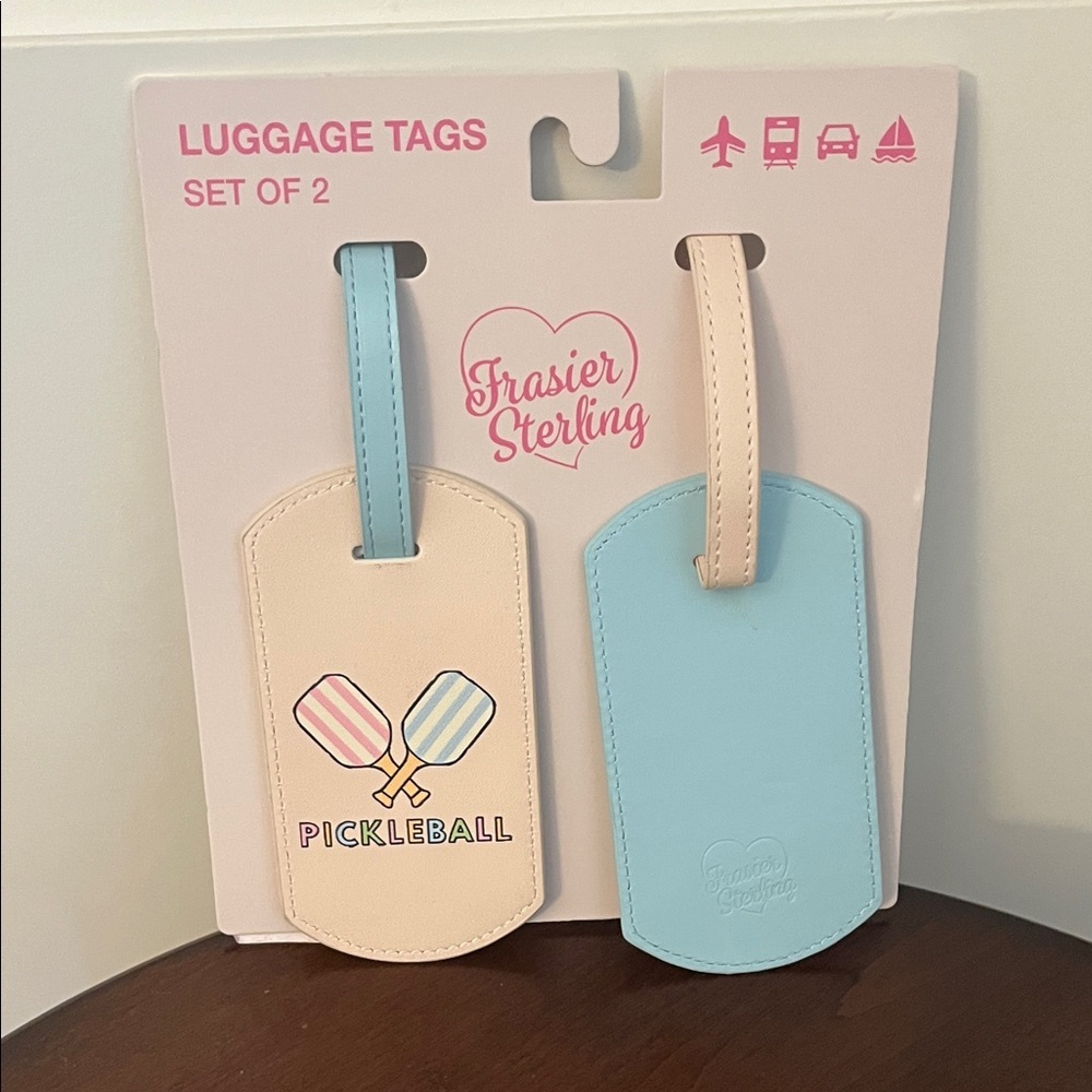 Pickleball Luggage Tags - Cream and Blue